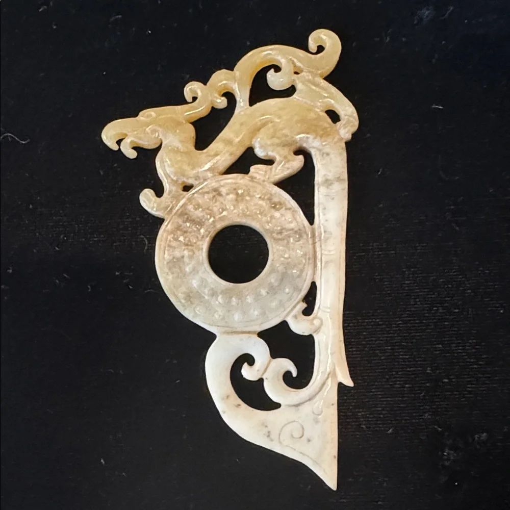 Beautiful Carved Hard Stone Dragon Plaque - Picture 2 of 10